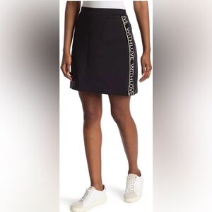 Maje Black Mini Skirt with Contrast 'WITH LOVE' Side Tape